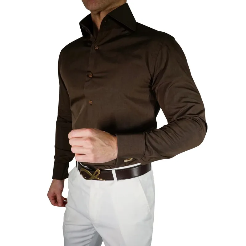 Chocolate Dress Shirt @ The Vault sold by Sebastian Cruz Couture
