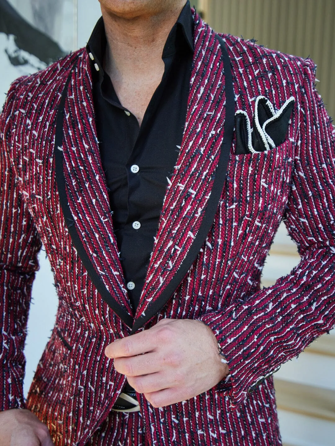 Ruby Boucle Smoking Jacket sold by Sebastian Cruz Couture product image thumbnail 2