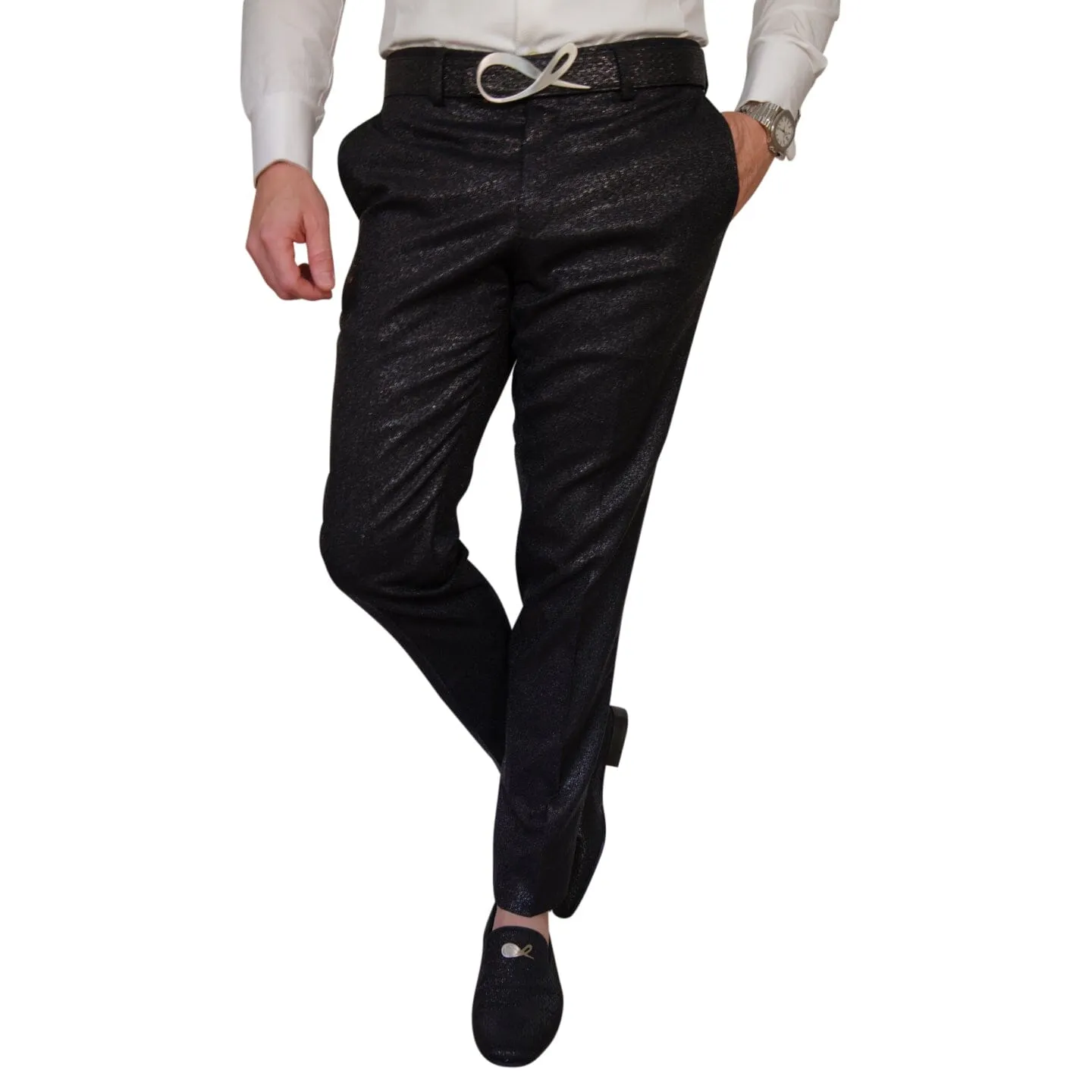 Onyx Lustro Trousers sold by Sebastian Cruz Couture