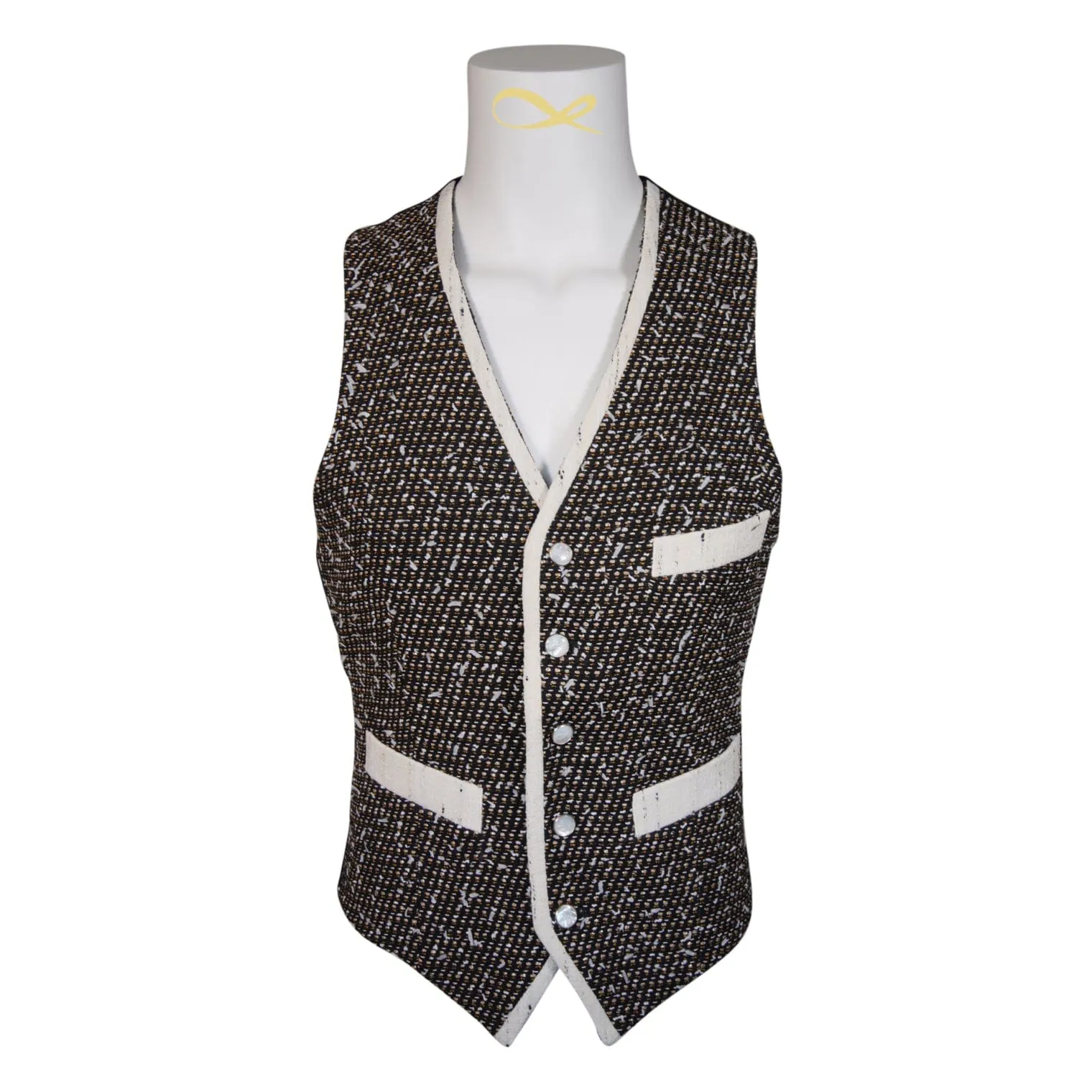 Tourmaline Boucle Ciottoli Waistcoat sold by Sebastian Cruz Couture product image thumbnail 3