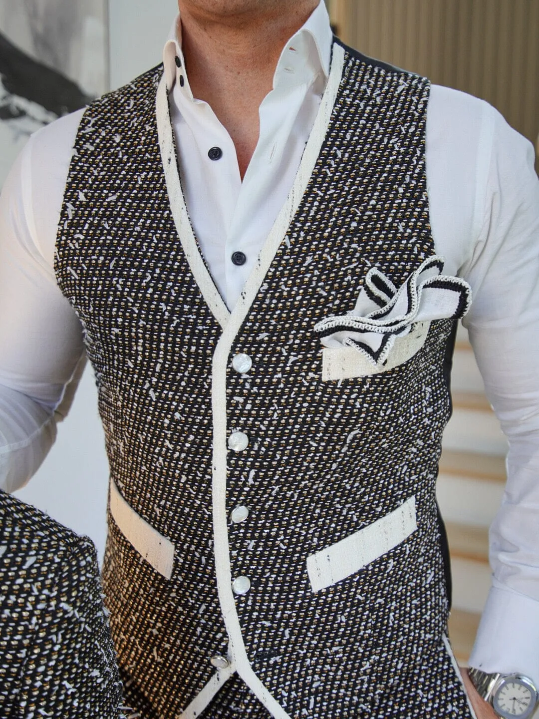 Tourmaline Boucle Ciottoli Waistcoat sold by Sebastian Cruz Couture product image thumbnail 2