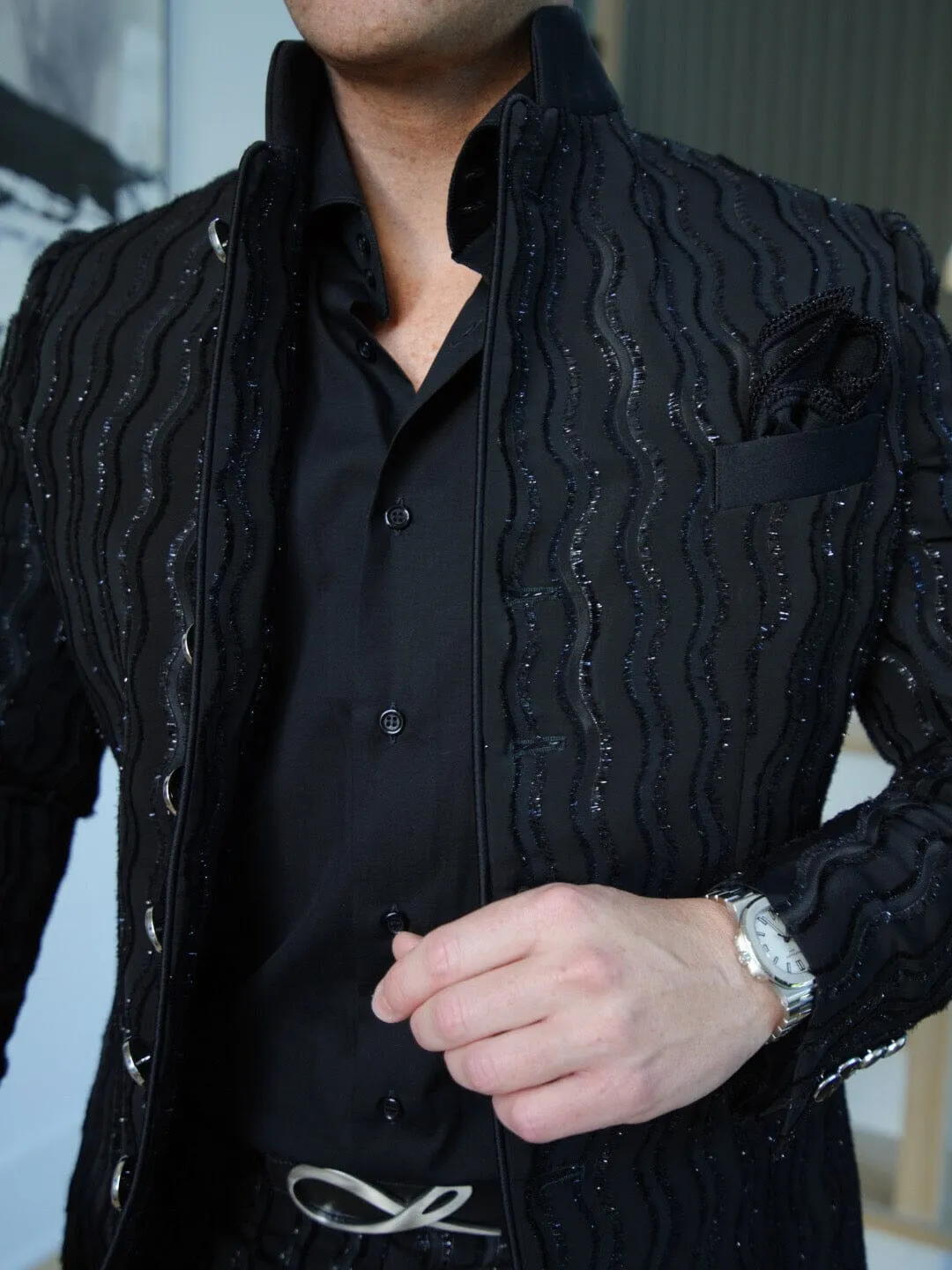 Rippled Inox Mandani Jacket sold by Sebastian Cruz Couture product image thumbnail 2