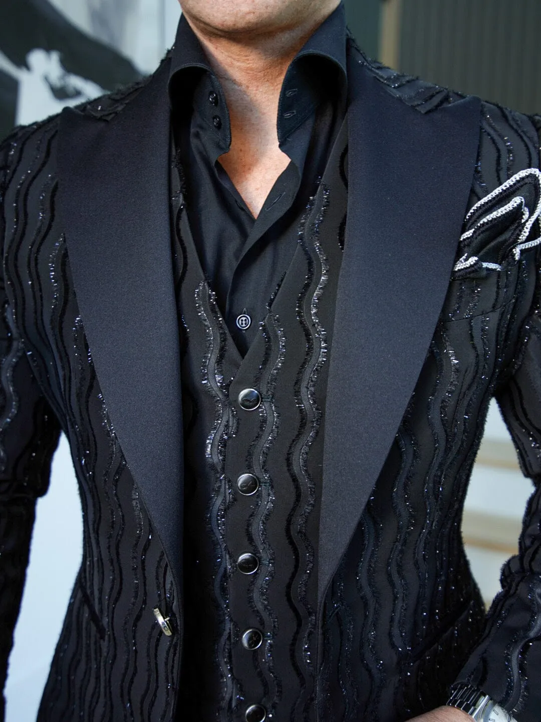 Rippled Inox Jacket sold by Sebastian Cruz Couture product image thumbnail 2