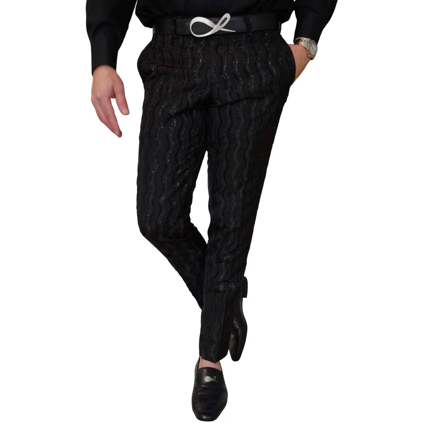 Rippled Inox Trousers sold by Sebastian Cruz Couture