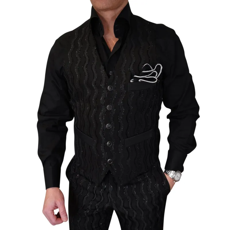 Rippled Inox Ciottoli Waistcoat sold by Sebastian Cruz Couture