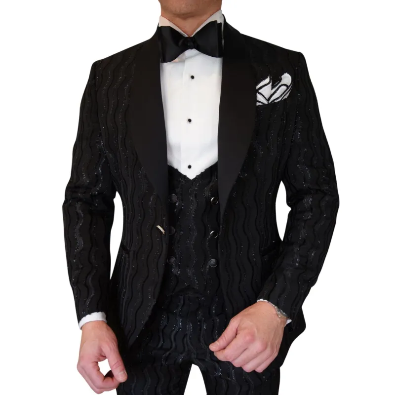 Rippled Inox Dinner Jacket sold by Sebastian Cruz Couture