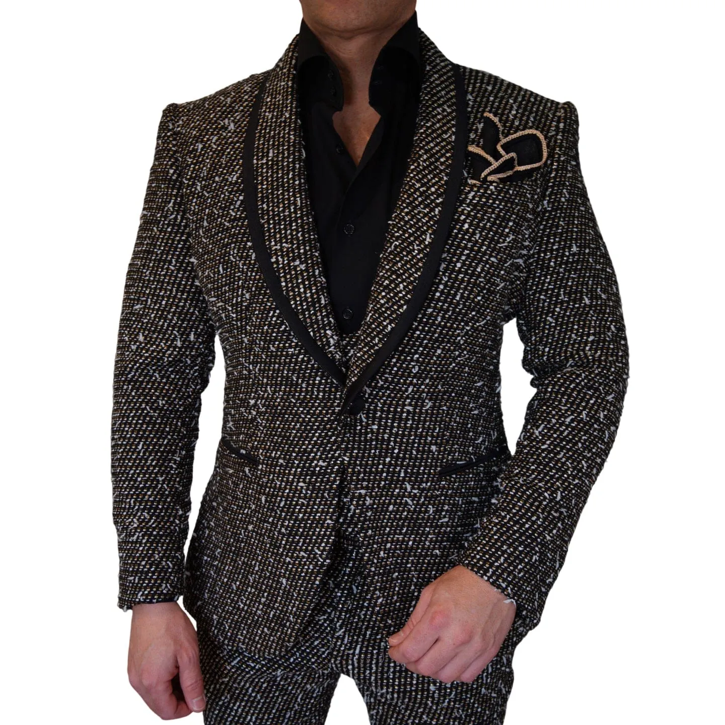 Tourmaline Boucle Smoking Jacket sold by Sebastian Cruz Couture product image thumbnail 3