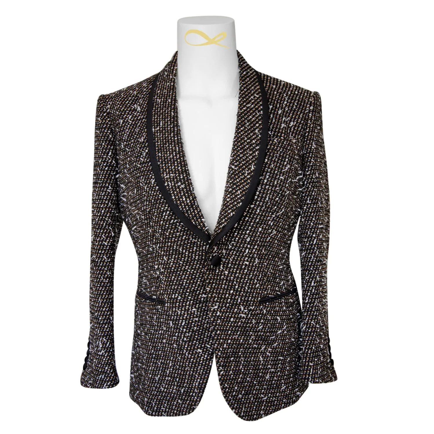 Tourmaline Boucle Smoking Jacket sold by Sebastian Cruz Couture product image thumbnail 4