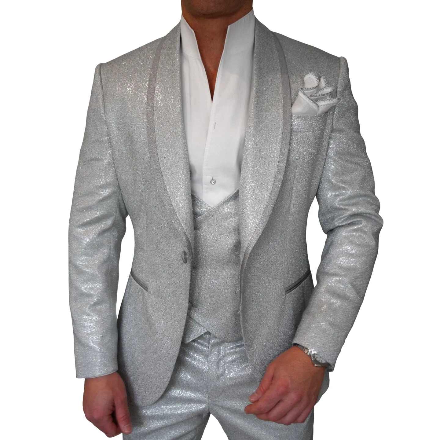 Palladium Lustro Dinner Jacket sold by Sebastian Cruz Couture