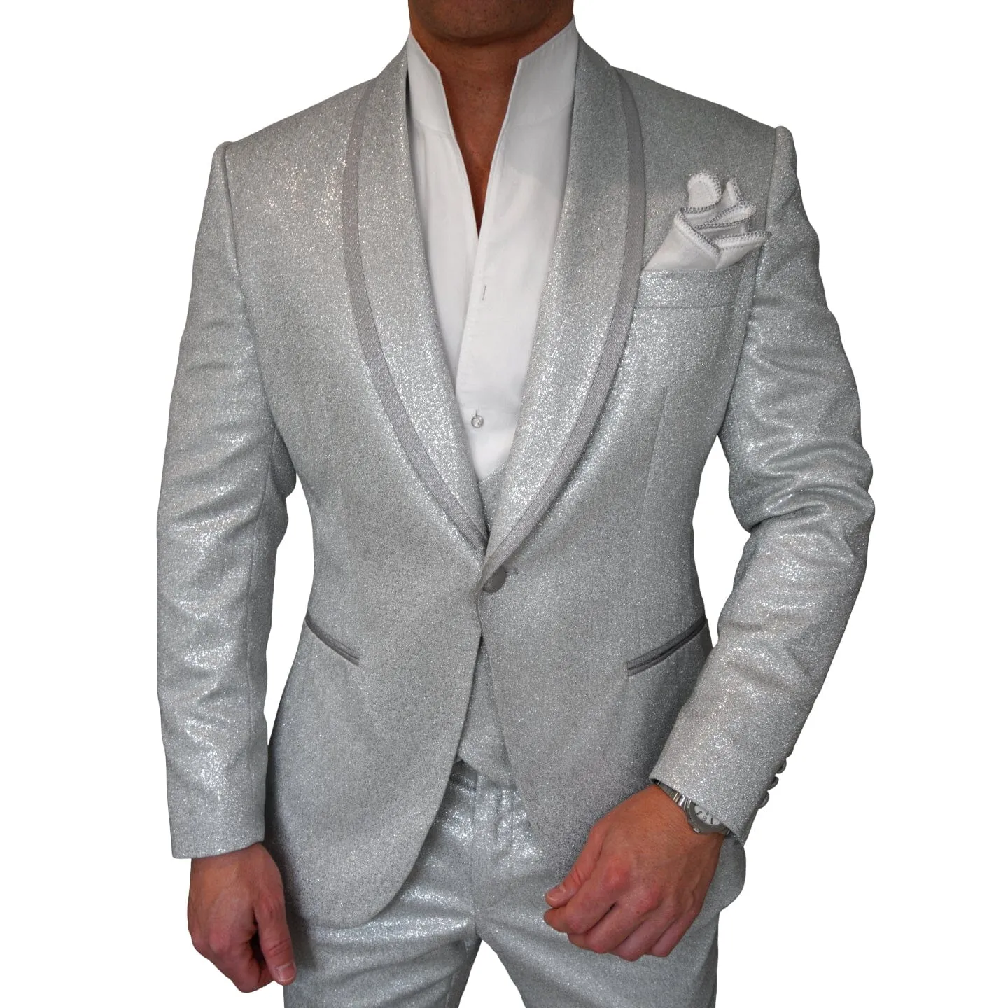 Palladium Lustro Dinner Jacket sold by Sebastian Cruz Couture product image thumbnail 3