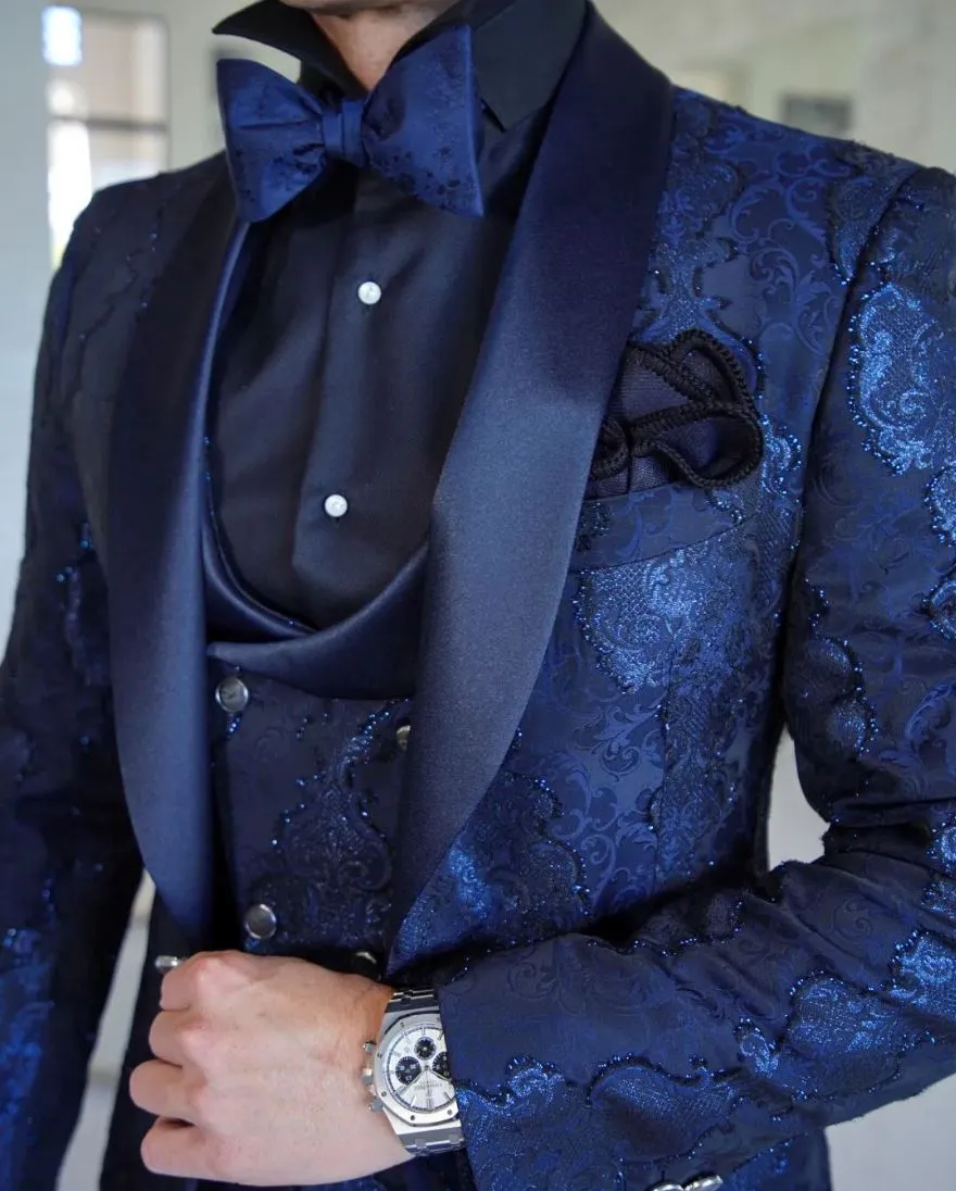 Navy Versailles Dinner Jacket sold by Sebastian Cruz Couture product image thumbnail 2