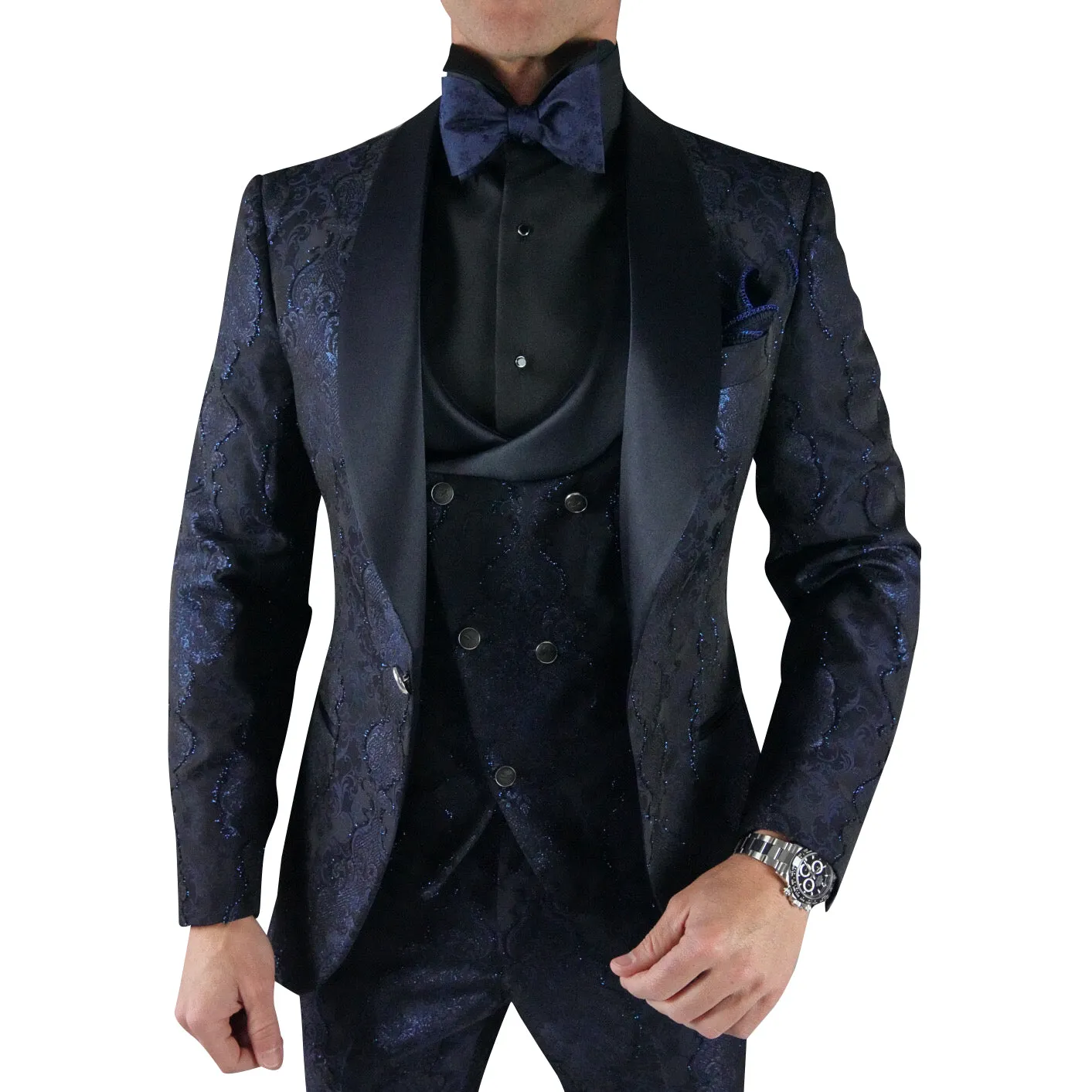 Navy Versailles Dinner Jacket sold by Sebastian Cruz Couture product image thumbnail 3