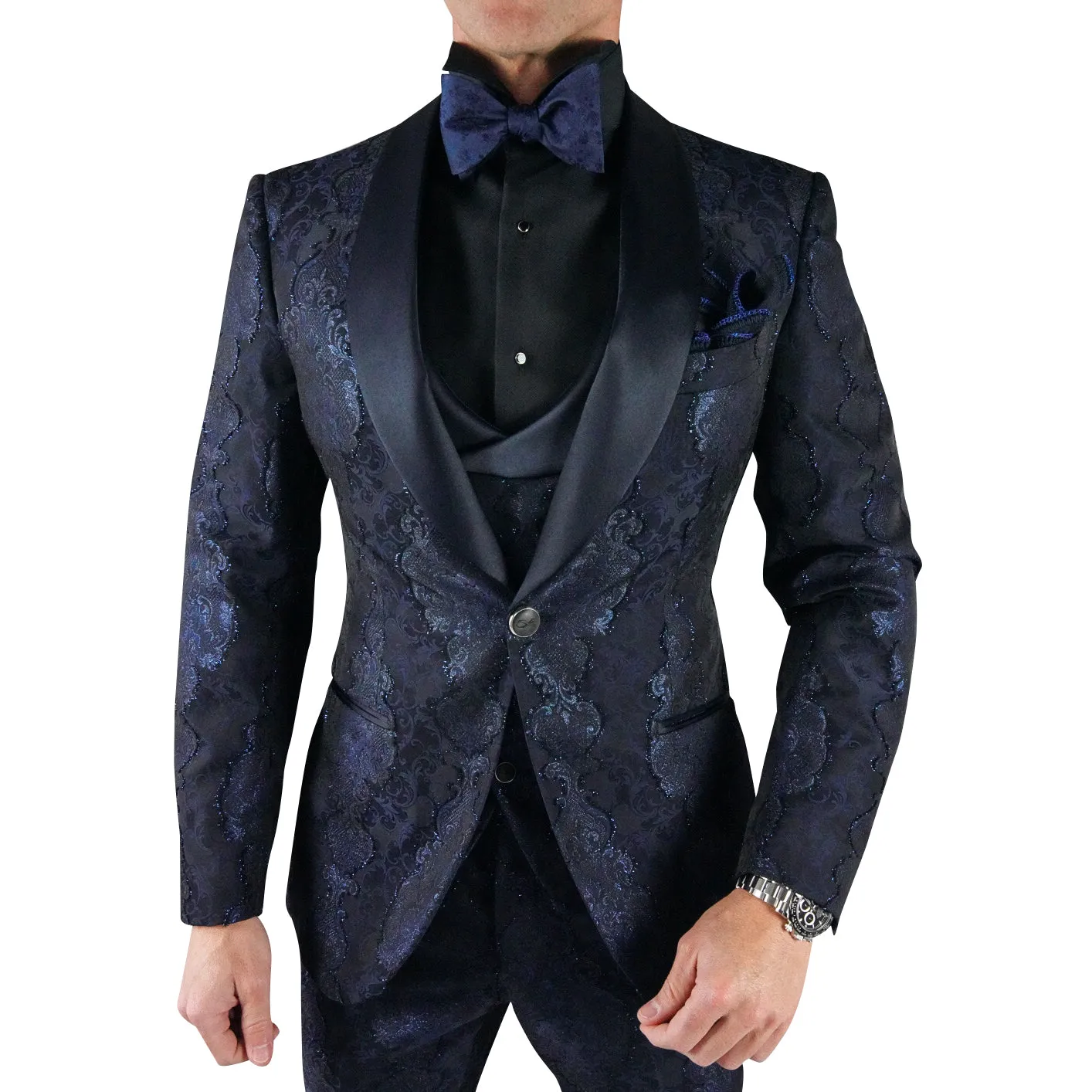Navy Versailles Dinner Jacket sold by Sebastian Cruz Couture