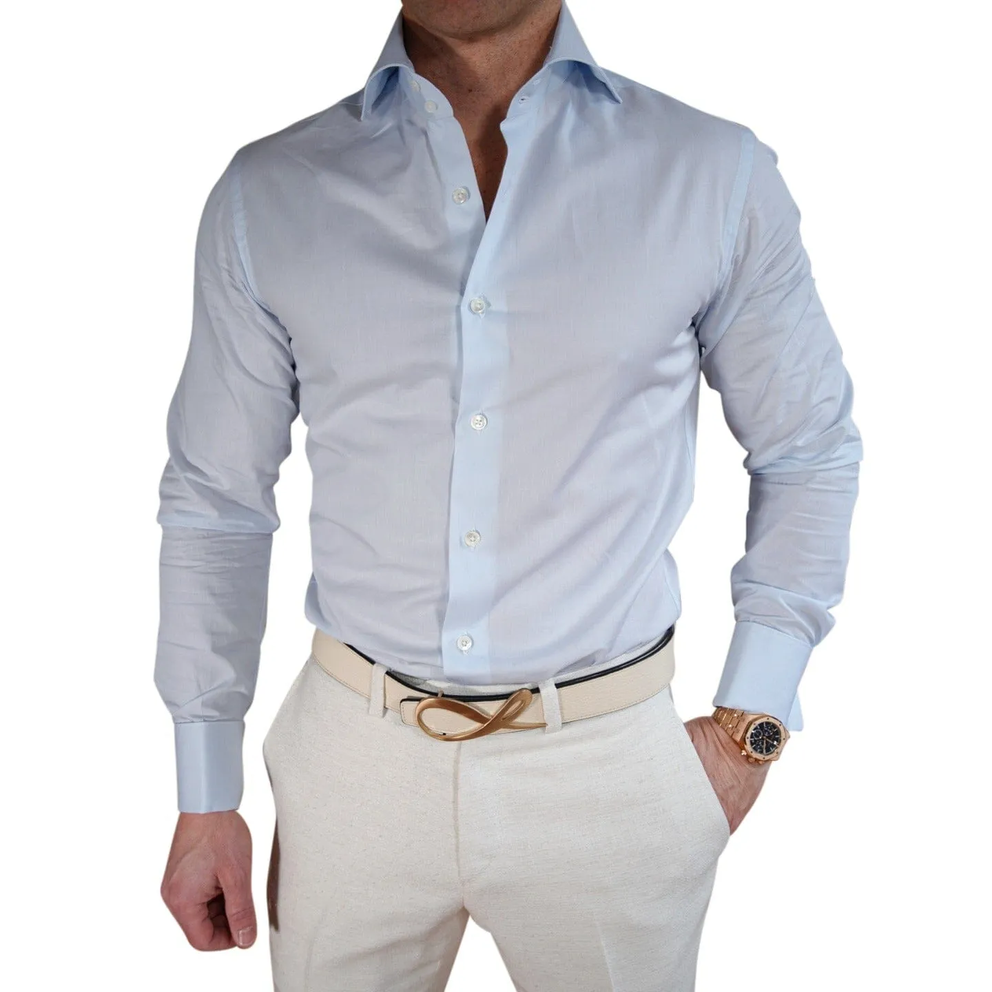 Pastel Blue Dress Shirt @ The Vault sold by Sebastian Cruz Couture