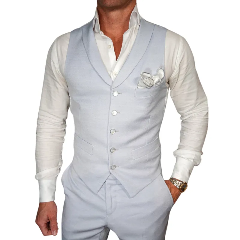 Pastel Azzurro Ciottoli Waistcoat @ The Vault sold by Sebastian Cruz Couture