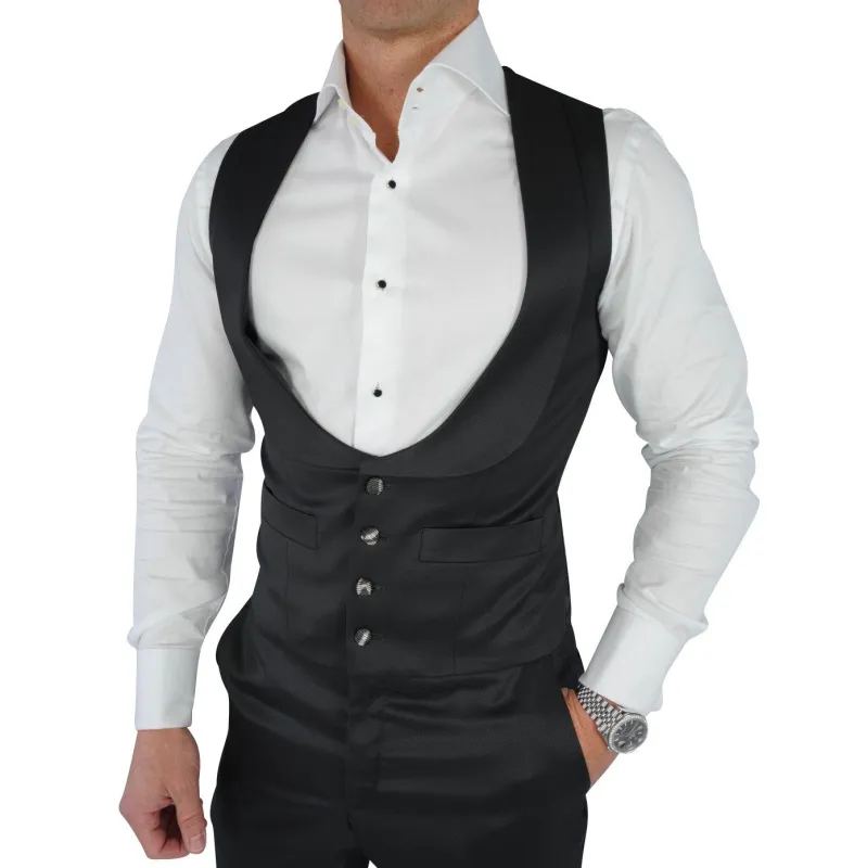 Black Evento Apache Oro Cavallo Waistcoat sold by Sebastian Cruz Couture