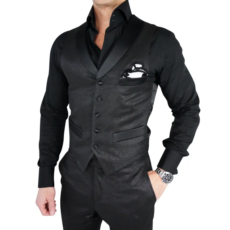 Black Luna Ciottoli Waistcoat sold by Sebastian Cruz Couture