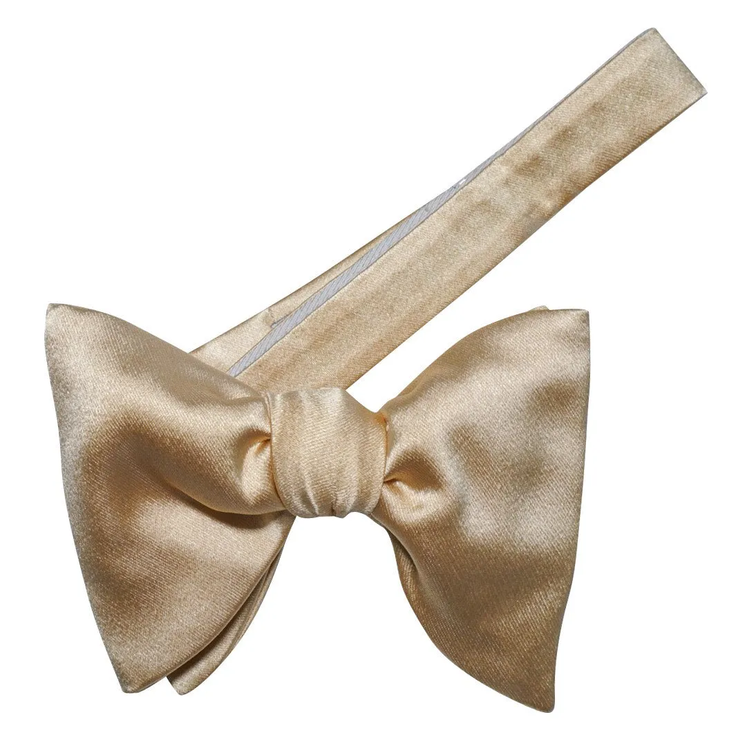 Golden Biondo Satin Jumbo Pre Tied Butterfly Bow Tie sold by Sebastian Cruz Couture