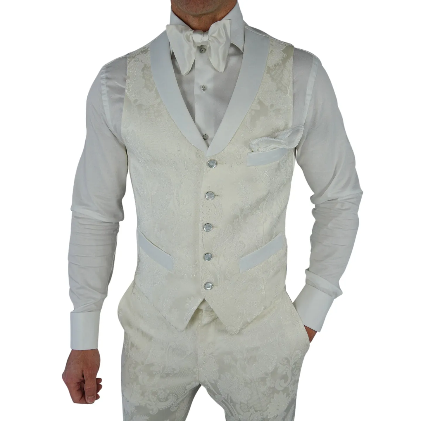 Vanilla Vittoriana Ciottoli Waistcoat sold by Sebastian Cruz Couture