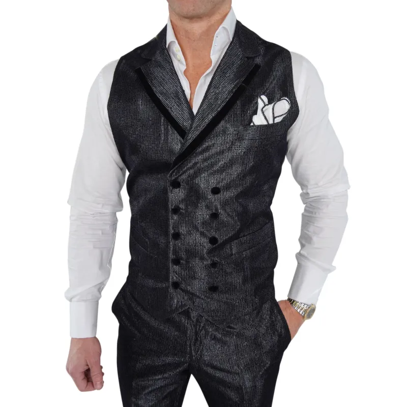 Black Velluto Gemelli Waistcoat @ The Vault sold by Sebastian Cruz Couture