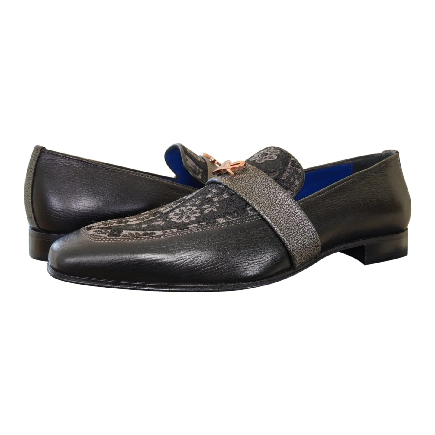 Nero Gunmetal Paisley With Rose Gold Hardware Loafer sold by Sebastian Cruz Couture product image thumbnail 3