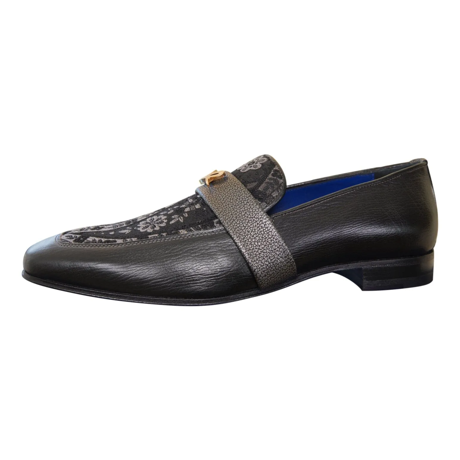 Nero Gunmetal Paisley With Yellow Gold Hardware Loafer sold by Sebastian Cruz Couture product image thumbnail 5