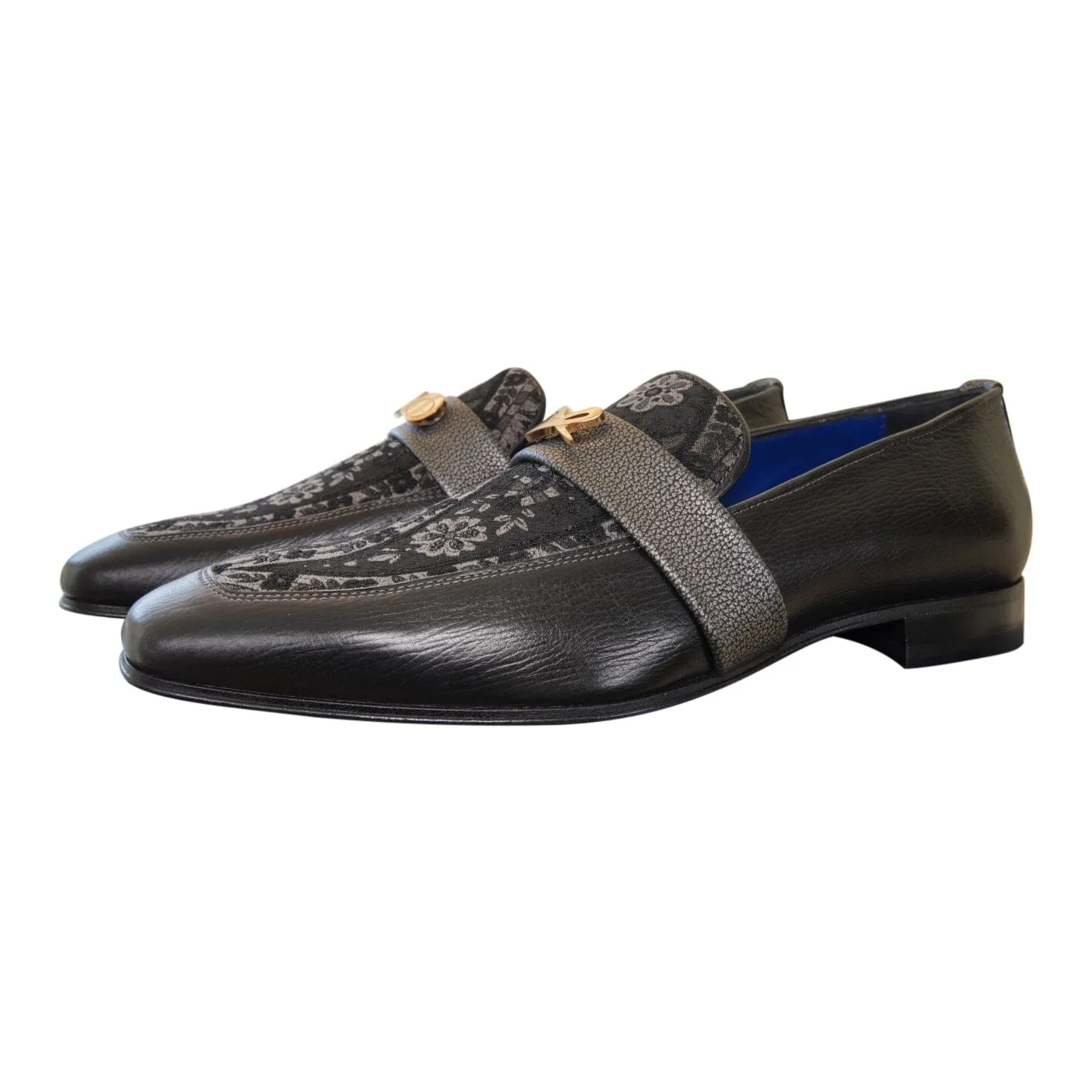 Nero Gunmetal Paisley With Yellow Gold Hardware Loafer sold by Sebastian Cruz Couture product image thumbnail 4