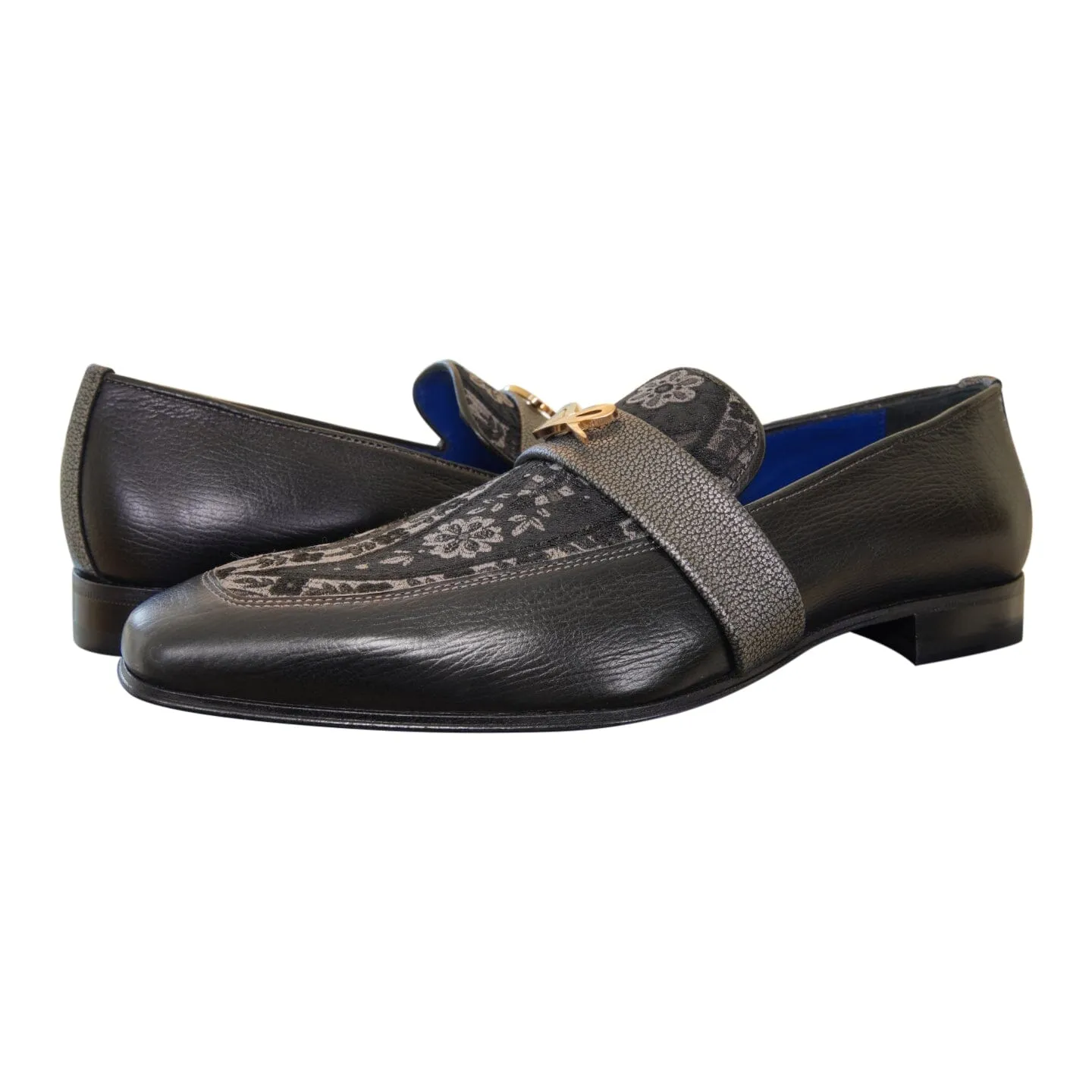 Nero Gunmetal Paisley With Yellow Gold Hardware Loafer sold by Sebastian Cruz Couture product image thumbnail 3