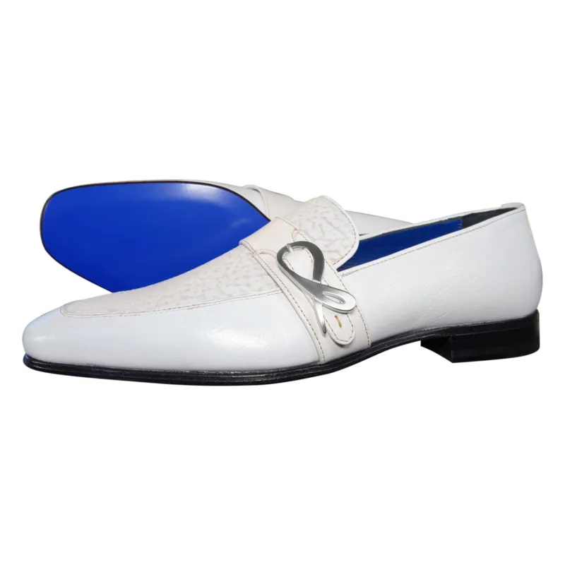 White Piega Monk Silver Loafer sold by Sebastian Cruz Couture