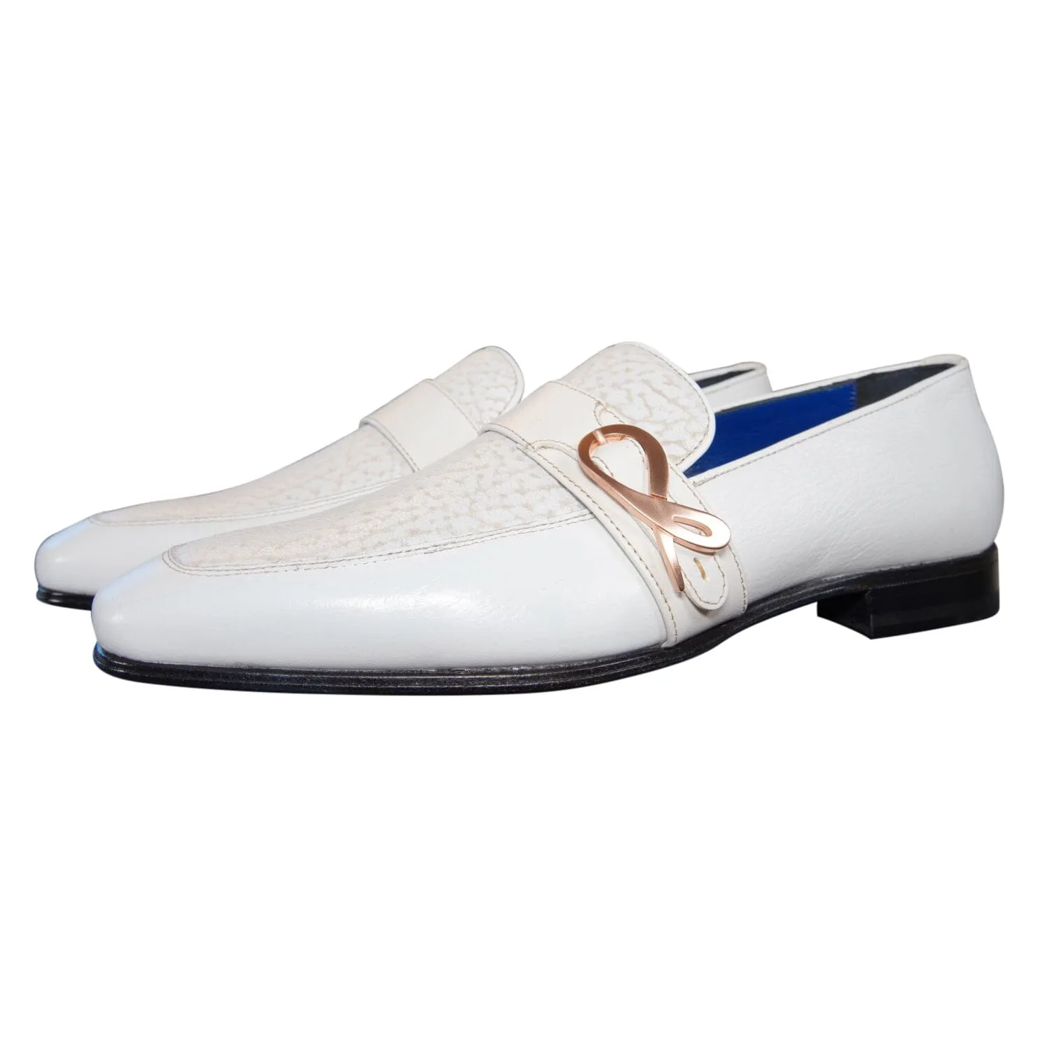 White Piega Monk Rose Gold Loafer sold by Sebastian Cruz Couture product image thumbnail 4