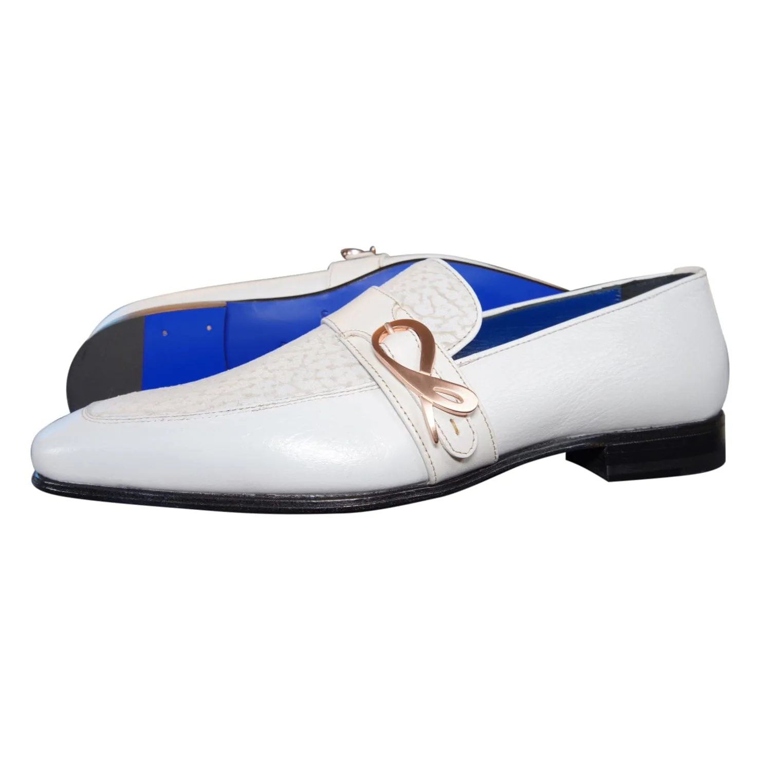 White Piega Monk Rose Gold Loafer sold by Sebastian Cruz Couture product image thumbnail 2