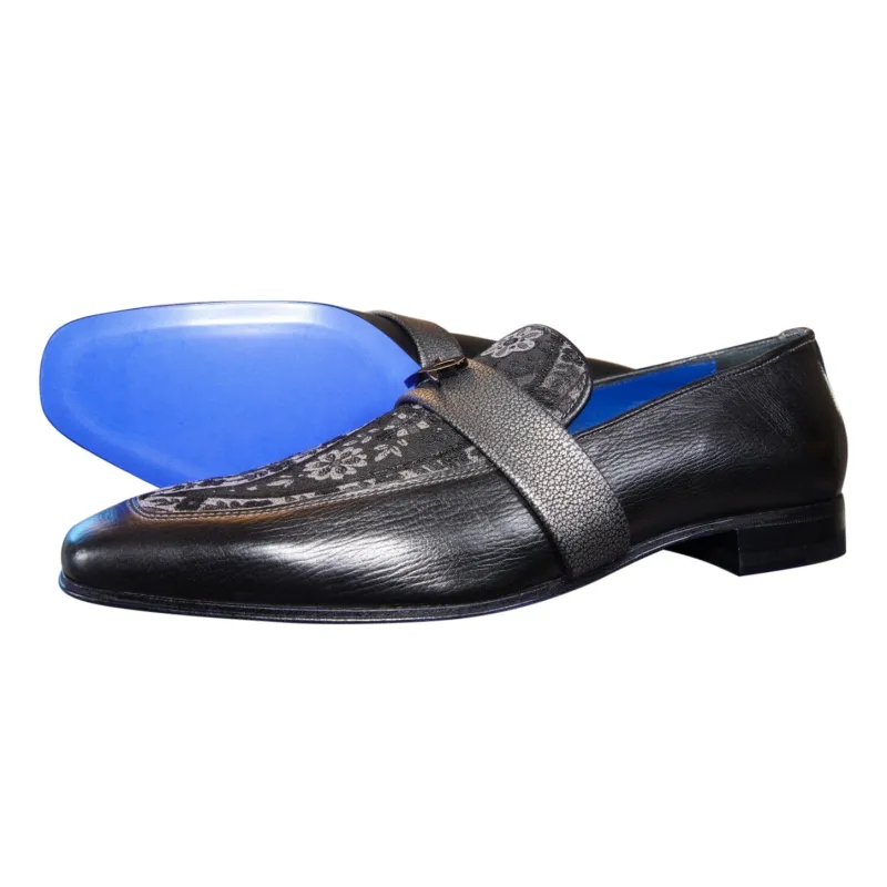 Nero Gunmetal Paisley Loafer sold by Sebastian Cruz Couture