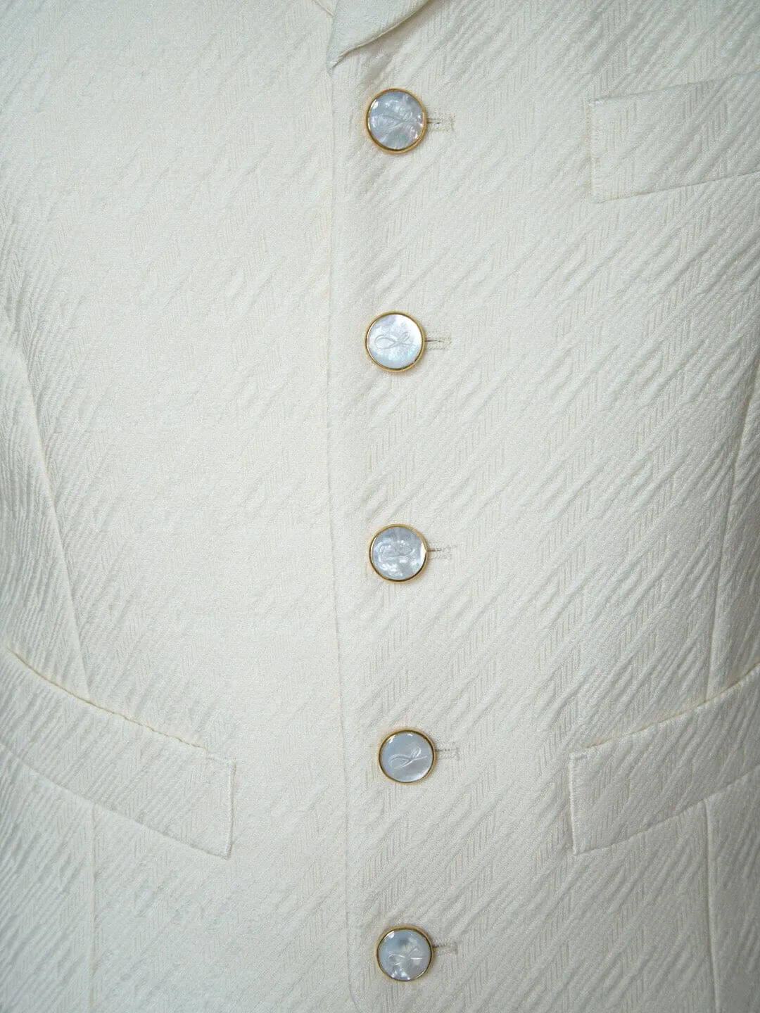 Vanilla Crema Houndstooth Ciottoli Waistcoat @ The Vault sold by Sebastian Cruz Couture product image thumbnail 3