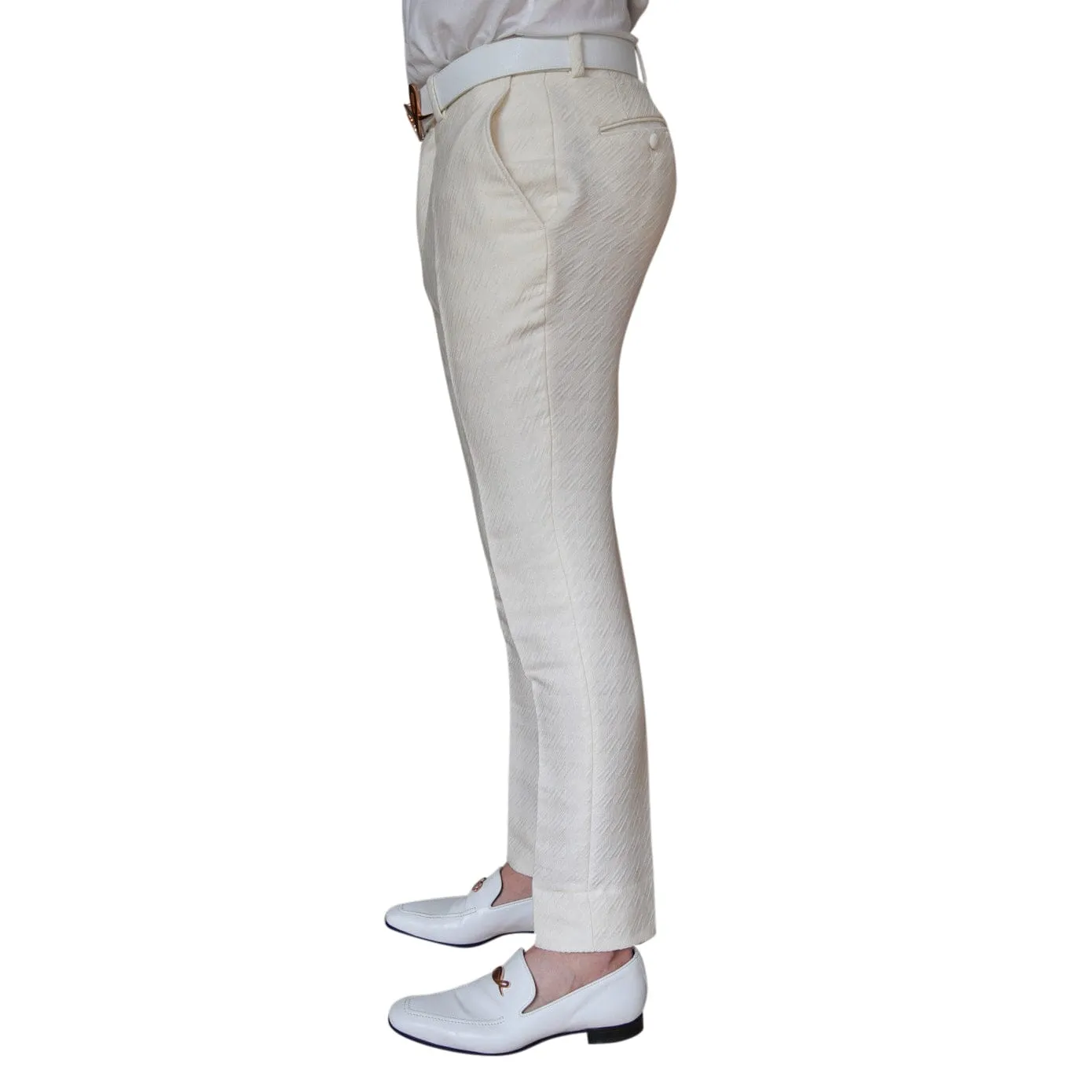 Vanilla Crema Houndstooth Trousers @ The Vault sold by Sebastian Cruz Couture product image thumbnail 3