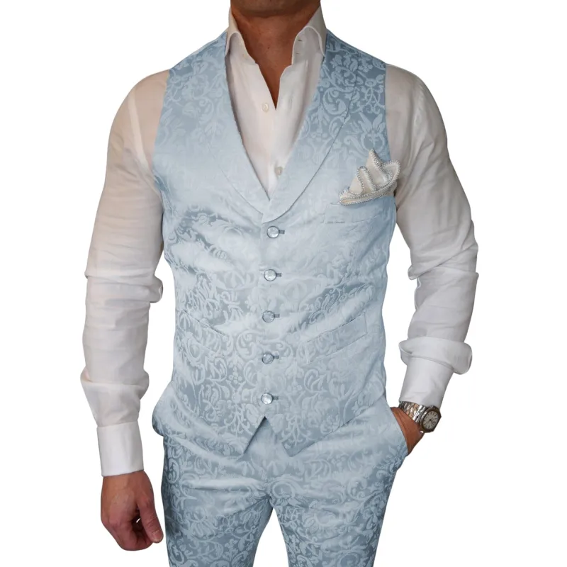 Blu Ghiaccio Naked Ciottoli Waistcoat sold by Sebastian Cruz Couture