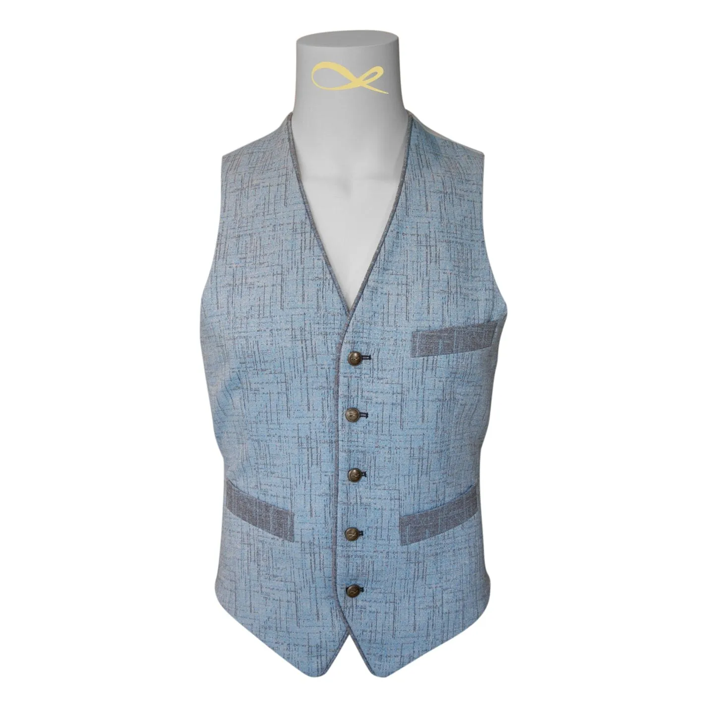 Azzurro Titanium Naked Ciottoli Waistcoat sold by Sebastian Cruz Couture product image thumbnail 3