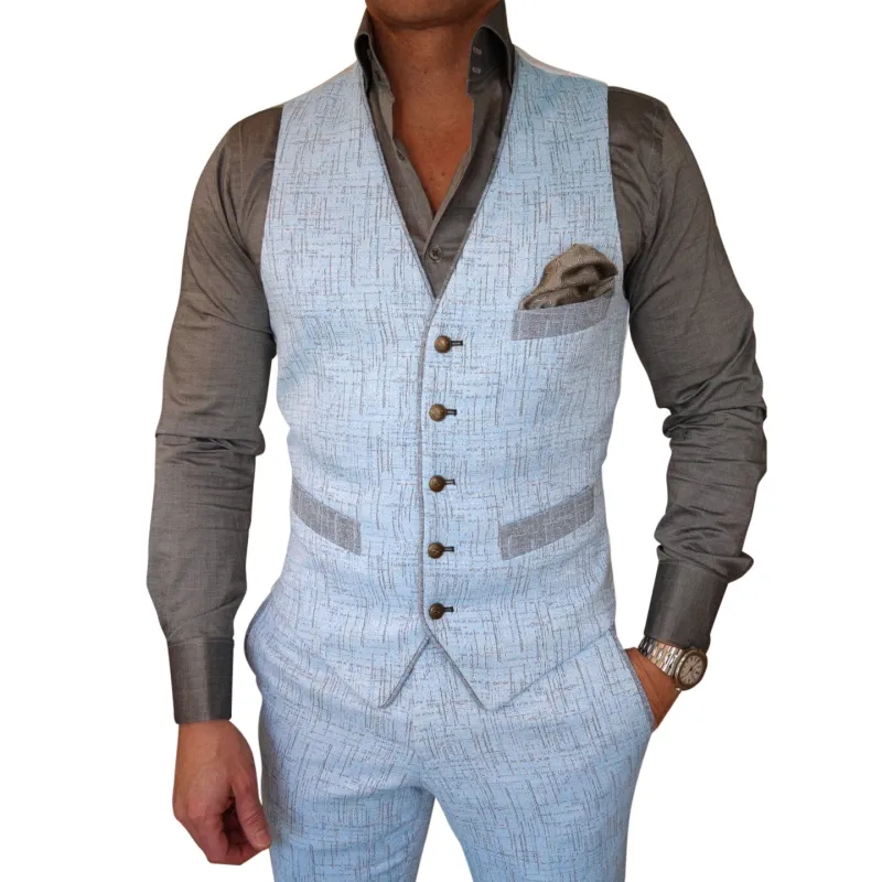 Azzurro Titanium Naked Ciottoli Waistcoat sold by Sebastian Cruz Couture