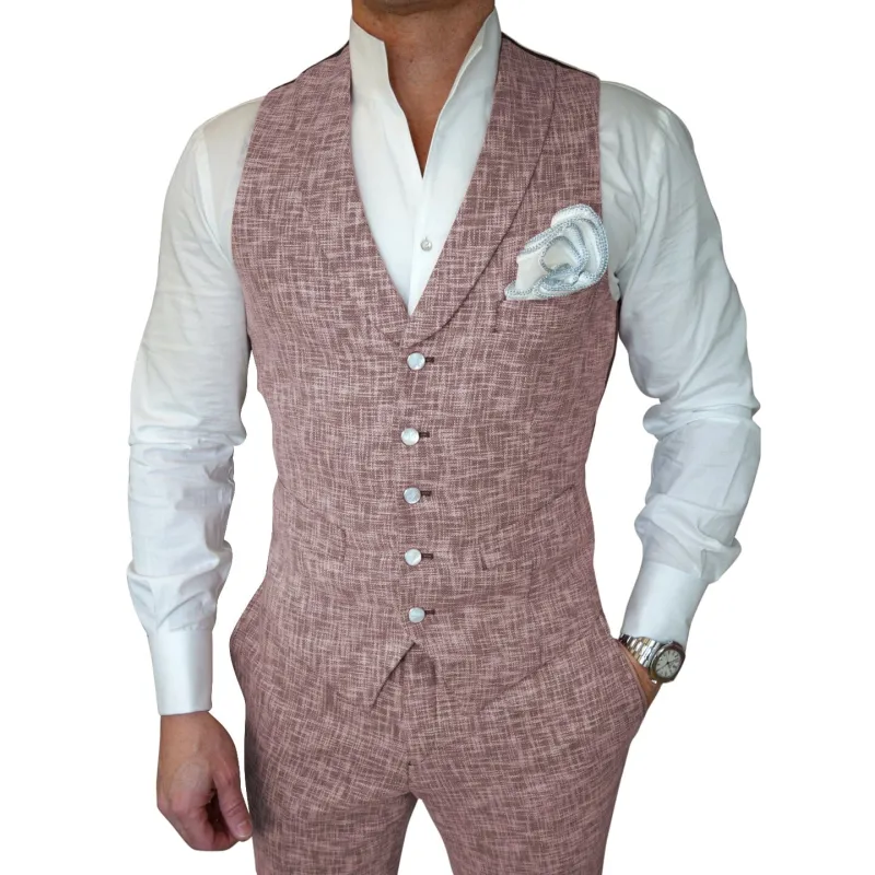 Faded Alizarin Tweed Ciottoli Waistcoat sold by Sebastian Cruz Couture