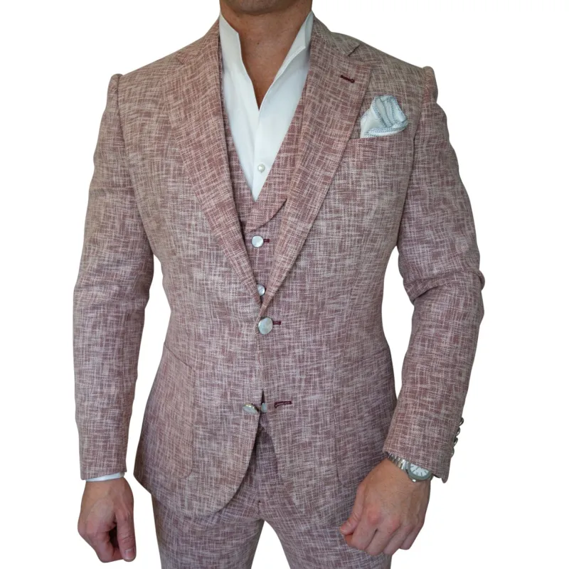 Faded Alizarin Tweed Jacket sold by Sebastian Cruz Couture