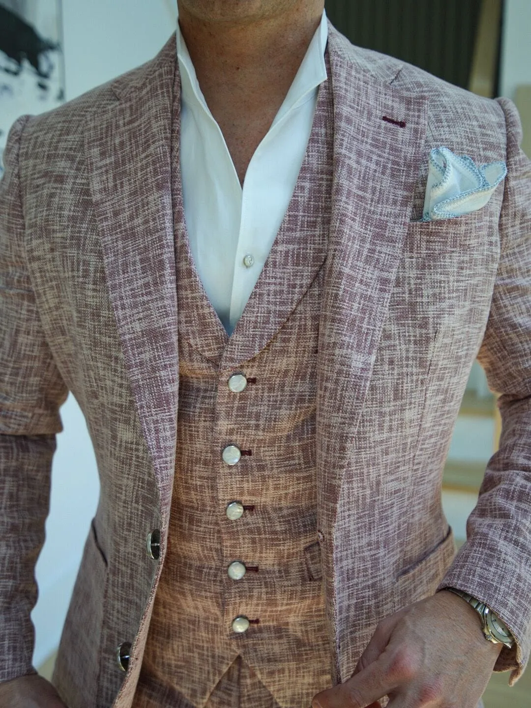 Faded Alizarin Tweed Jacket sold by Sebastian Cruz Couture product image thumbnail 2