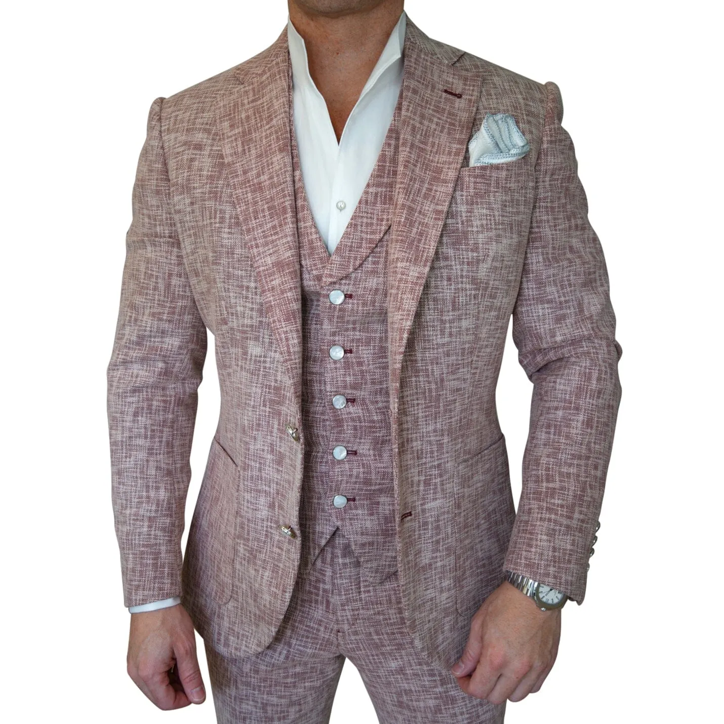 Faded Alizarin Tweed Jacket sold by Sebastian Cruz Couture product image thumbnail 3