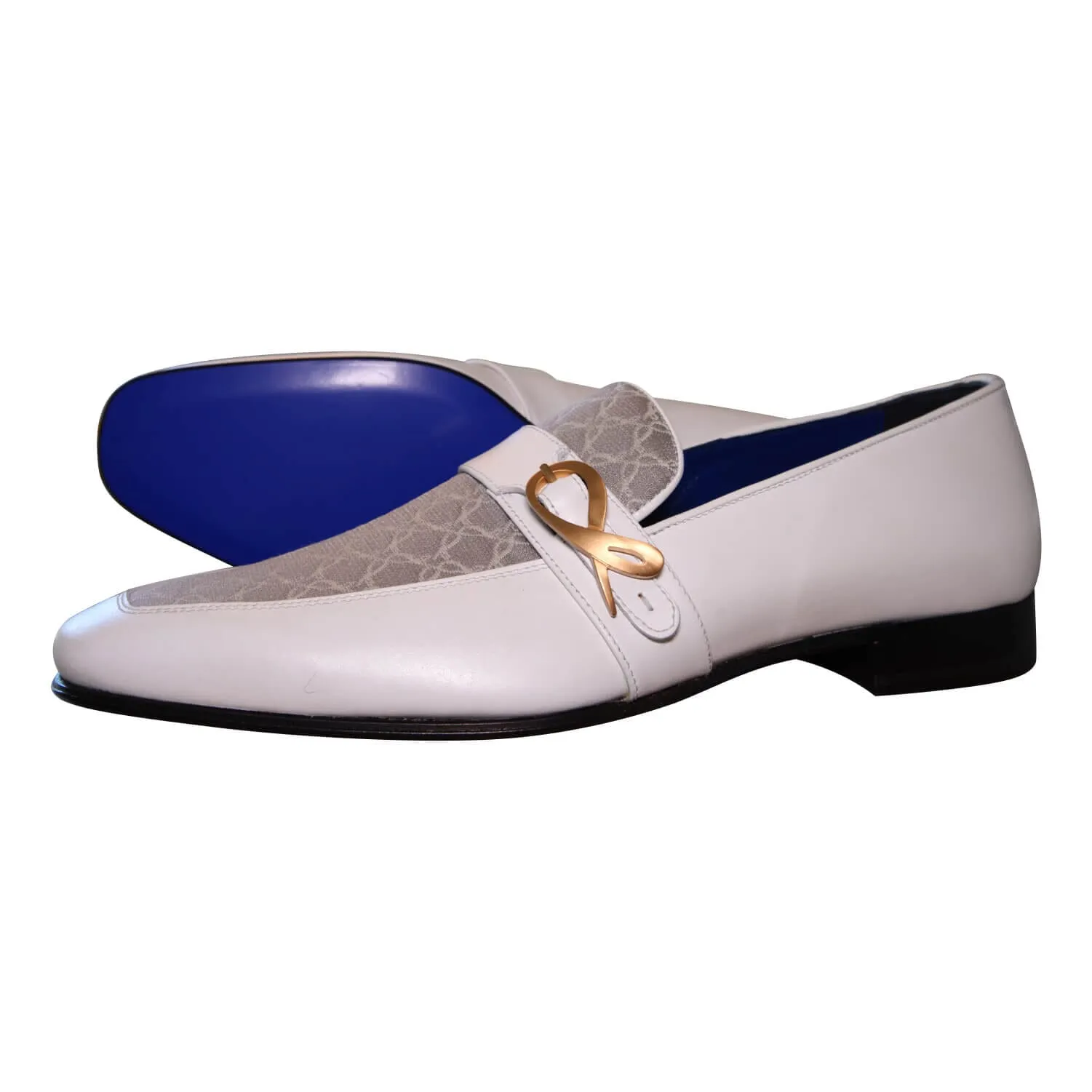 Tortora Logo Bianco Monk Strap Loafer With Gold Buckle @ The Vault sold by Sebastian Cruz Couture