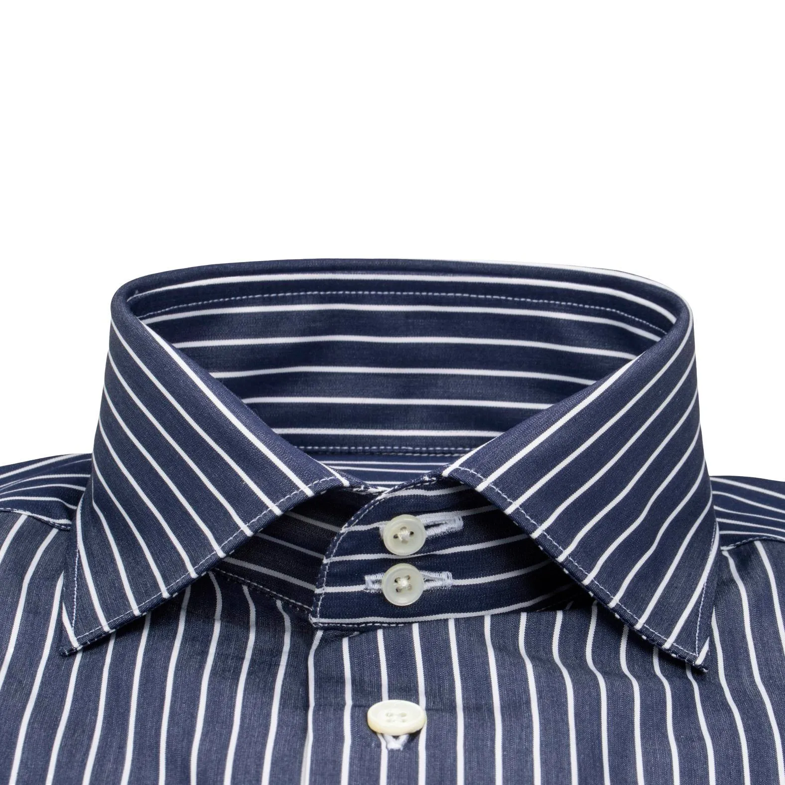 Navy Chalk Stripe Dress Shirt @ The Vault sold by Sebastian Cruz Couture product image thumbnail 3