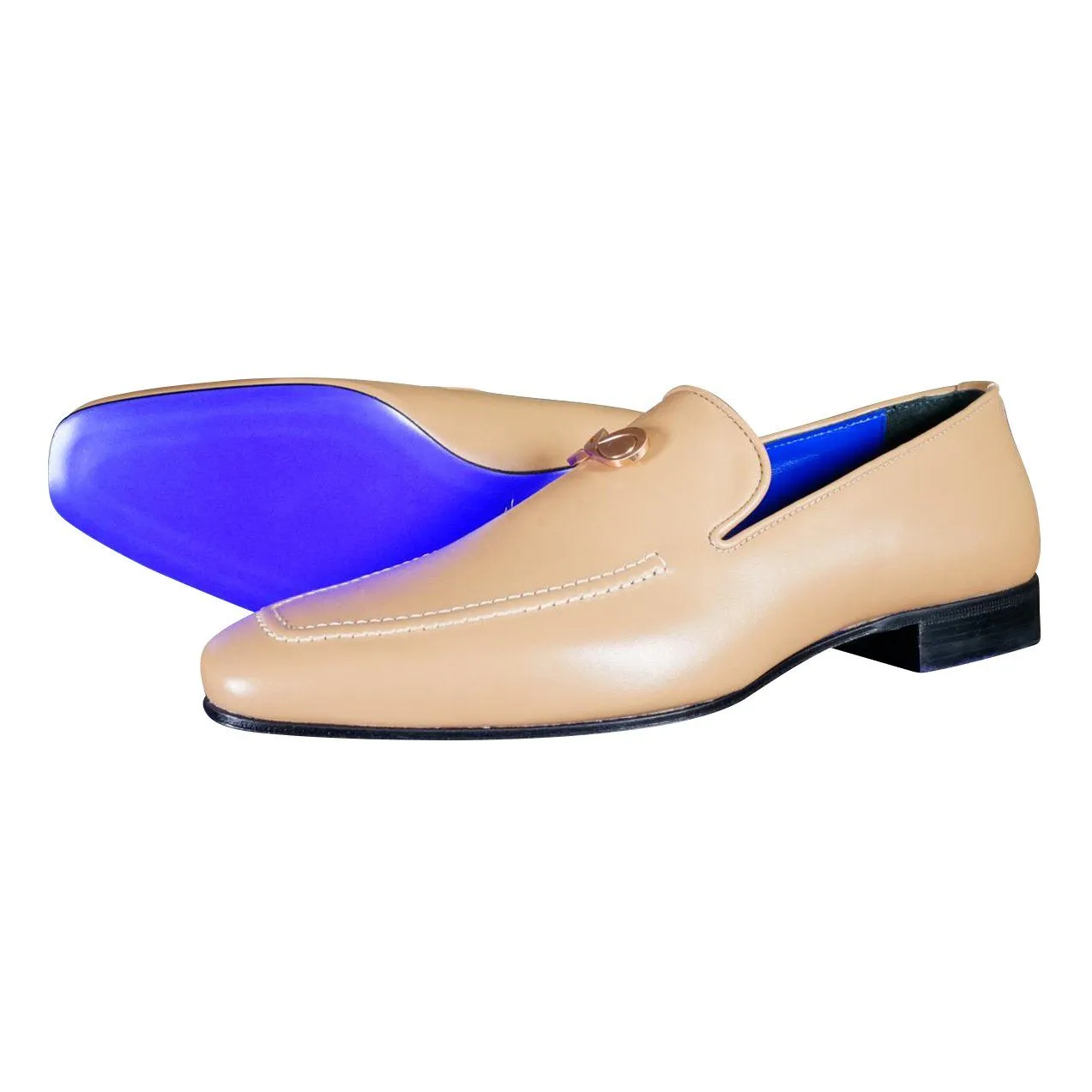 Latte With Rose Gold Hardware Leather Loafers @ The Vault sold by Sebastian Cruz Couture