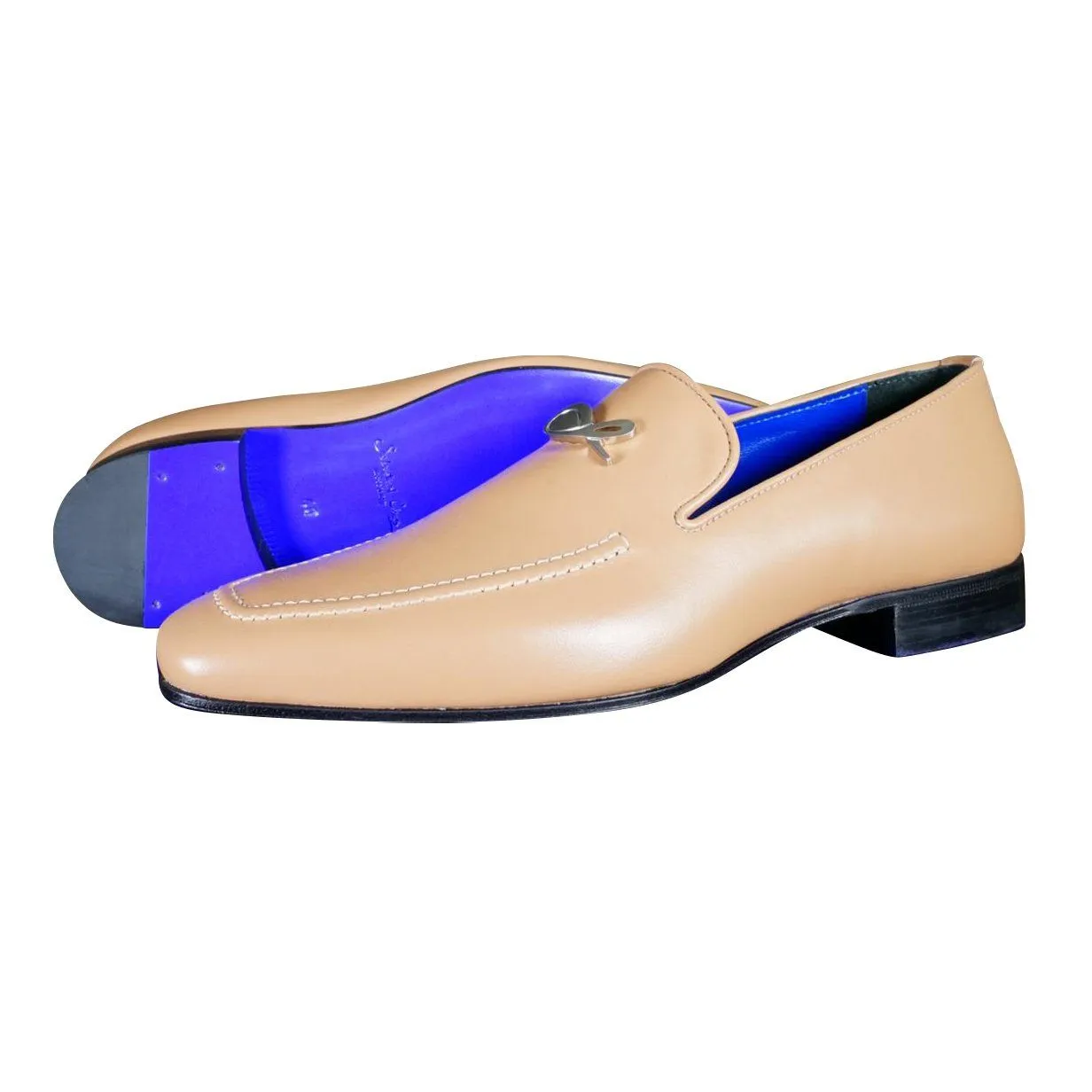 Latte With Silver Hardware Leather Loafers @ The Vault sold by Sebastian Cruz Couture product image thumbnail 2