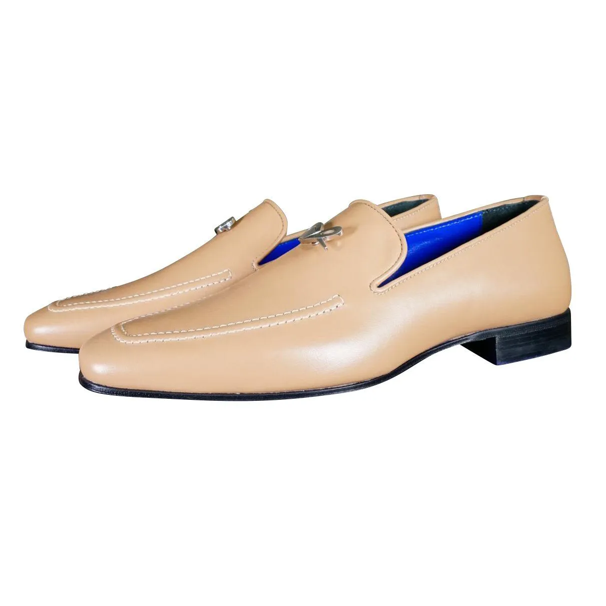 Latte With Silver Hardware Leather Loafers @ The Vault sold by Sebastian Cruz Couture product image thumbnail 4