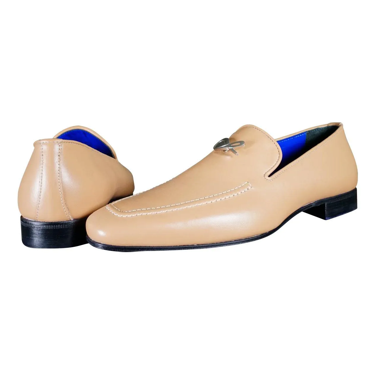 Latte With Silver Hardware Leather Loafers @ The Vault sold by Sebastian Cruz Couture product image thumbnail 3