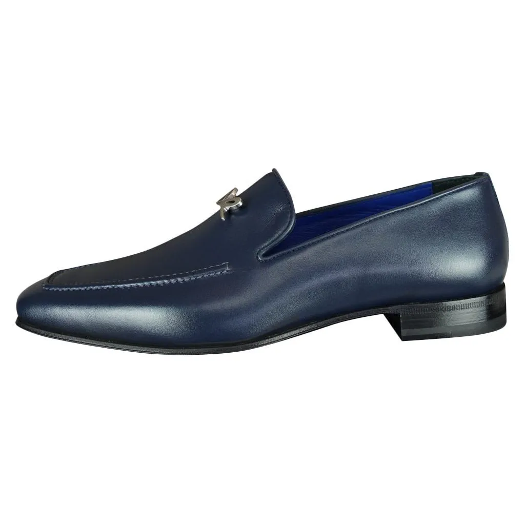 Classica Blu Mezzanotte With Silver Hardware Leather Loafer @ The Vault sold by Sebastian Cruz Couture product image thumbnail 5