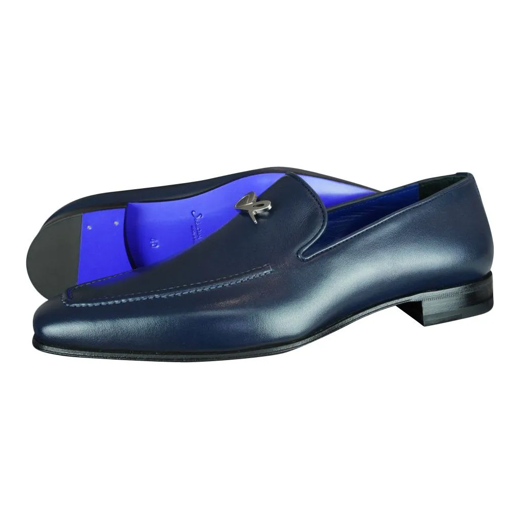 Classica Blu Mezzanotte With Silver Hardware Leather Loafer @ The Vault sold by Sebastian Cruz Couture product image thumbnail 2