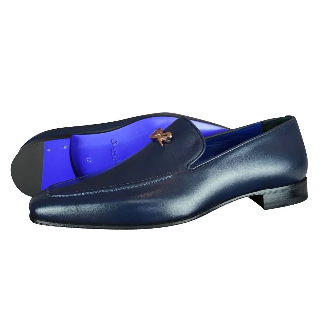 Classica Blu Mezzanotte With Rose Gold Hardware Leather Loafer @ The Vault sold by Sebastian Cruz Couture product image thumbnail 2
